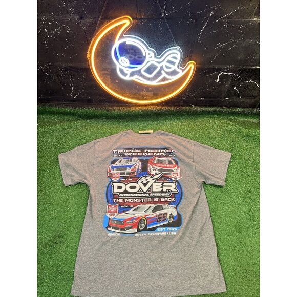 Nascar Dover International Speedway Triple‎ Header Weekend Race Gray T-Shirt LG - Picture 1 of 6